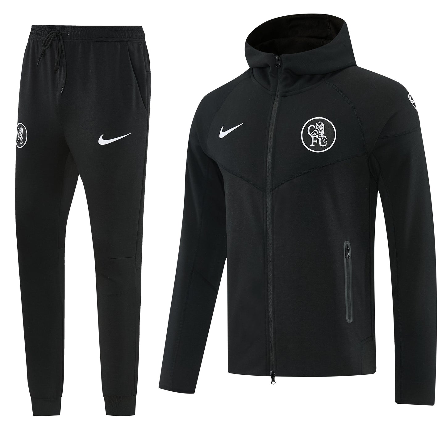 25/26 Chelsea Black Full Zipper Hoodie Windbreaker + Long Pants