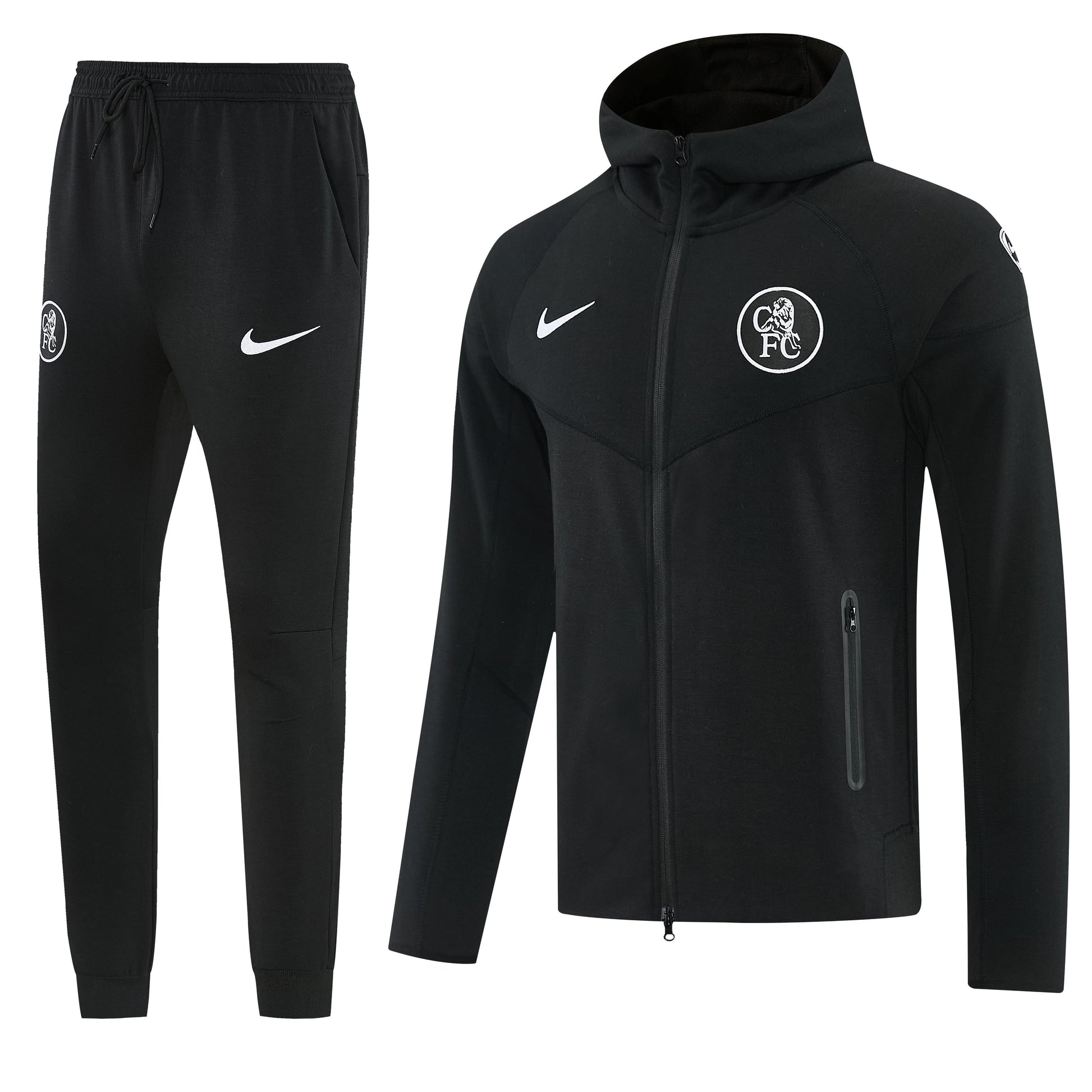 25/26 Chelsea Black Full Zipper Hoodie Windbreaker + Long Pants