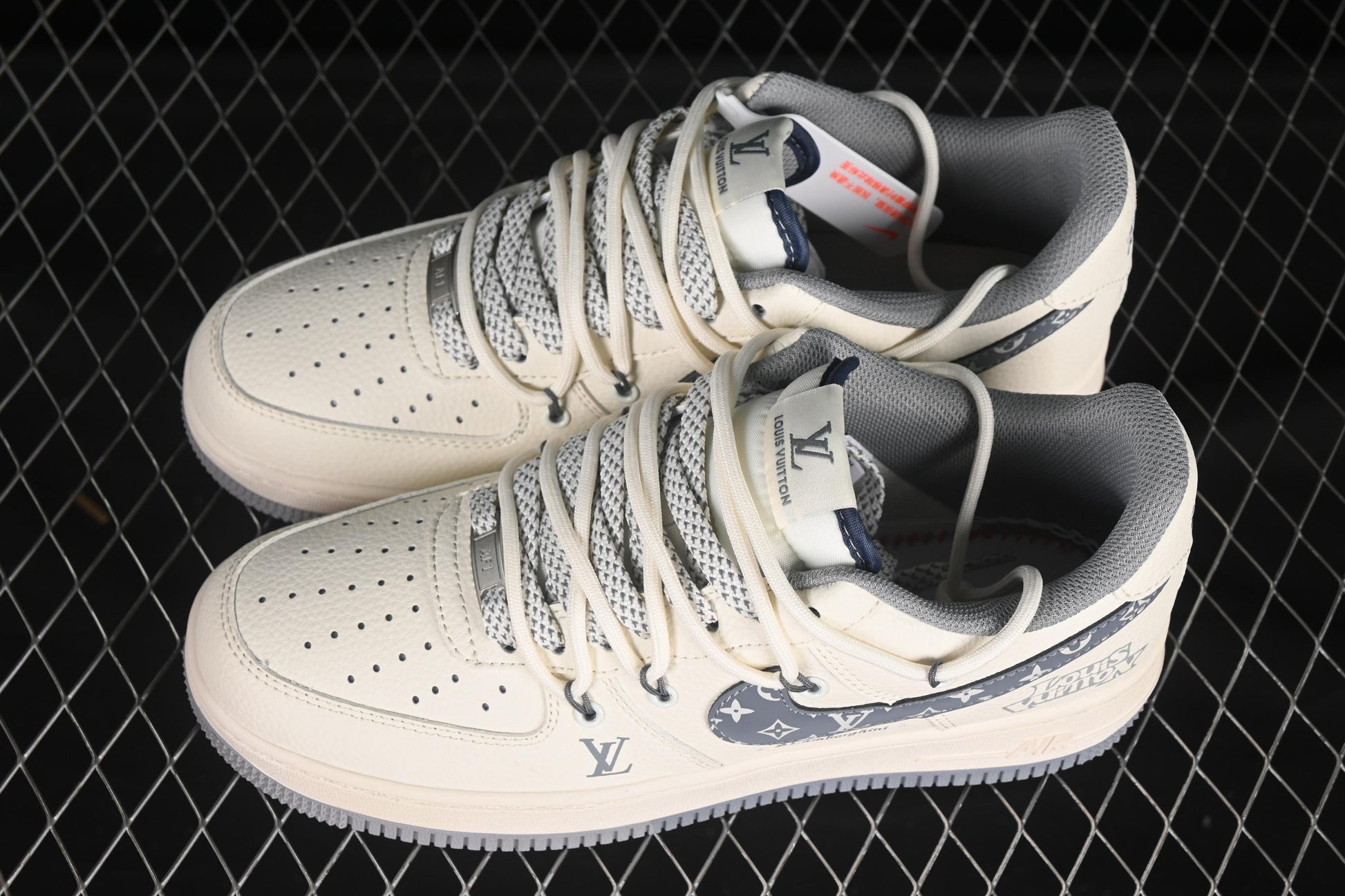 Nike Air Force 1'07 Low LV Collaboration Grey Pattern Drawstring Casual Sneakers - DM6868-065
