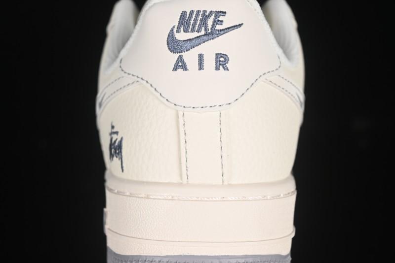 Nike Air Force 1 '07 Low Stussy Collaboration Beige Mini Swoosh Casual Sneakers - HH7518-064