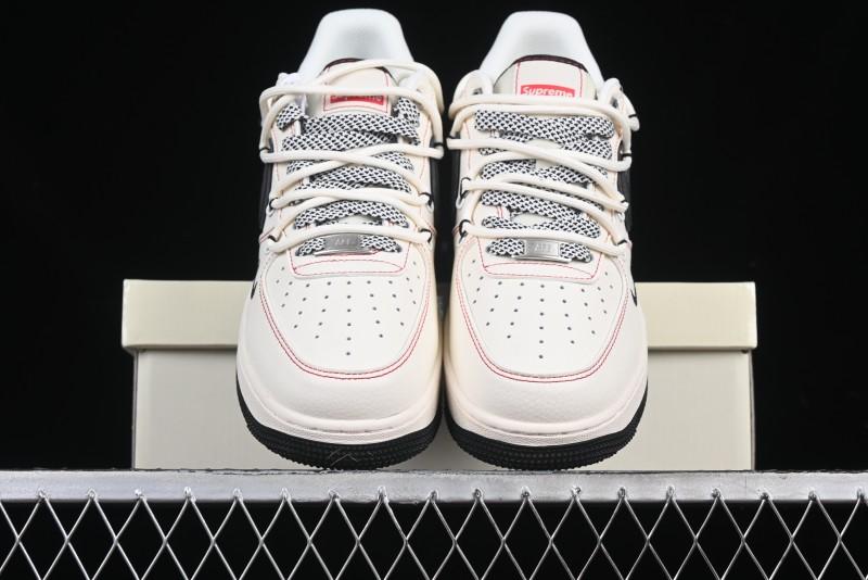Nike Air Force 1 '07 Low Supreme Collaboration - Beige Red Lace-Up Low-Top Casual Sneakers SJ1198-104