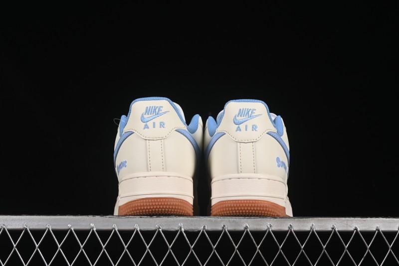 Nike Air Force 1 '07 Low Supreme Collaboration Blue Swoosh Gum Sole Casual Sneakers - XS1958-547