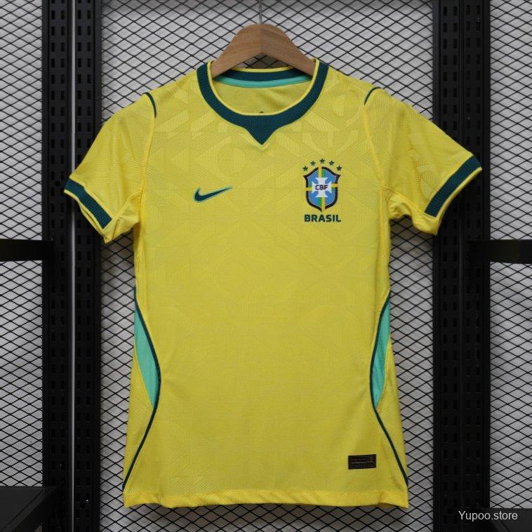 Player Version Women 2026  Brazil Yellow with Green Home Jersey