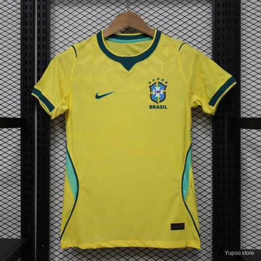 Player Version Women 2026  Brazil Yellow with Green Home Jersey