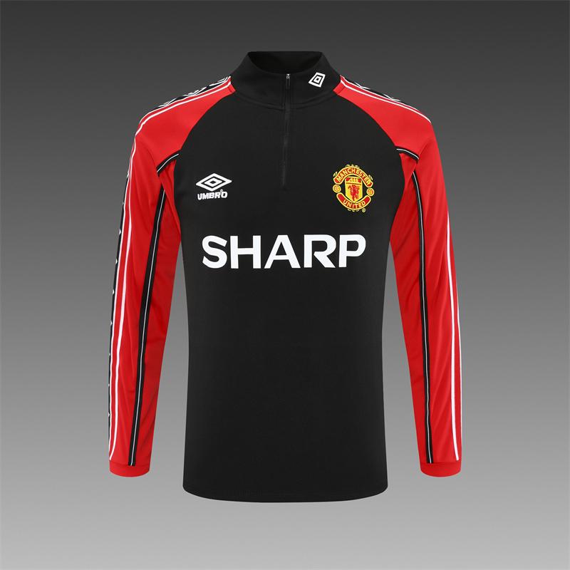 Retro 98/99 Manchester United Black Half Zipper Jacket