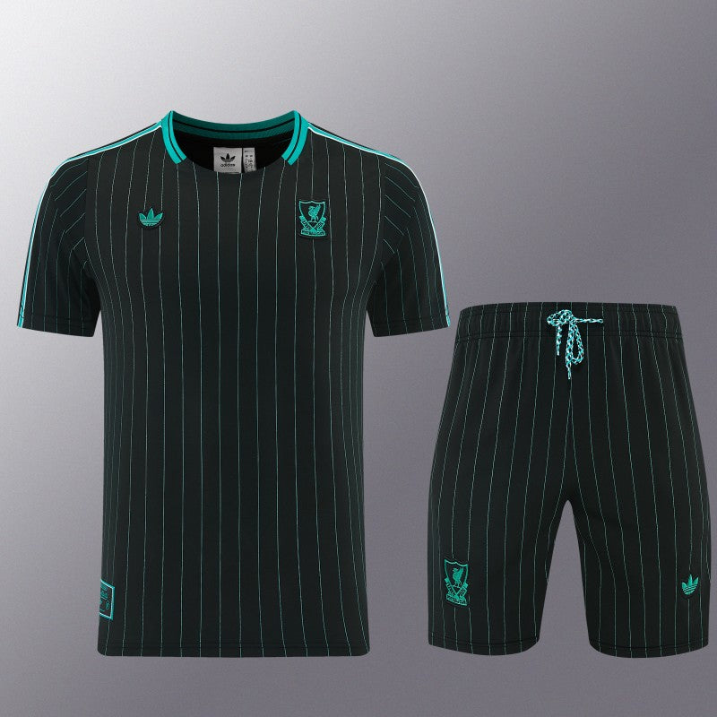 26/27 Liverpool Black Short Sleeve+Soccer Shorts