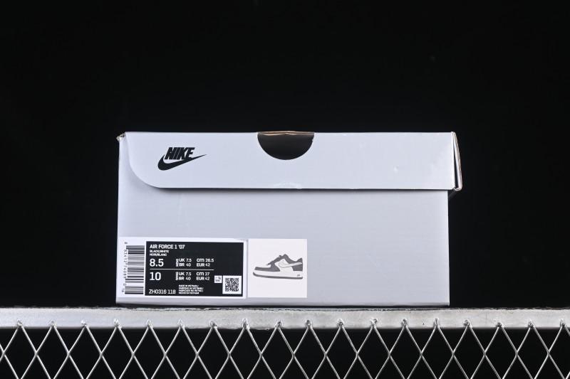 Nike Air Force 1'07 Low Black White Cracked Leather Casual Sneakers - ZH0316-118