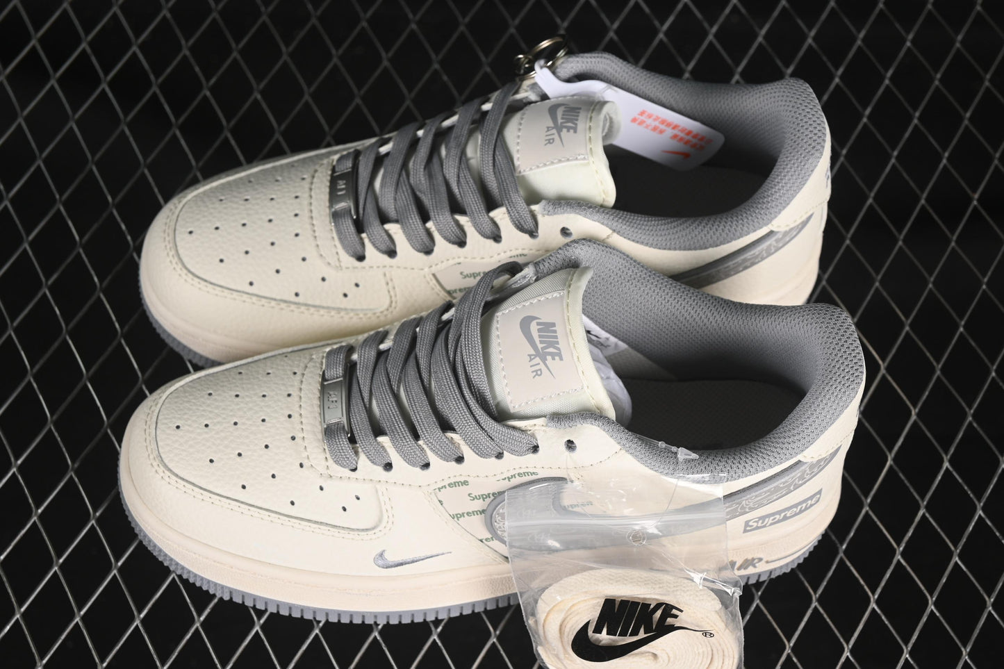 Nike Air Force 1 '07 Low Supreme Collaboration Beige Multi-Swoosh Casual Sneakers - XX3168-147