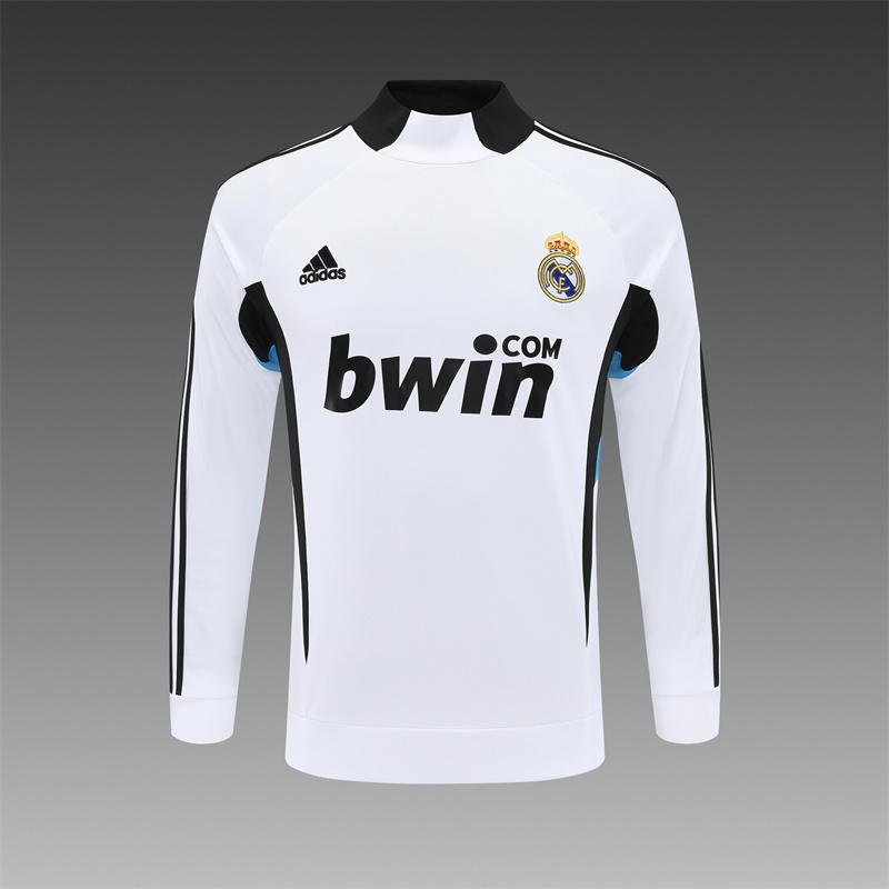 Retro 08/09 Real Madrid White Half Zipper Jacket
