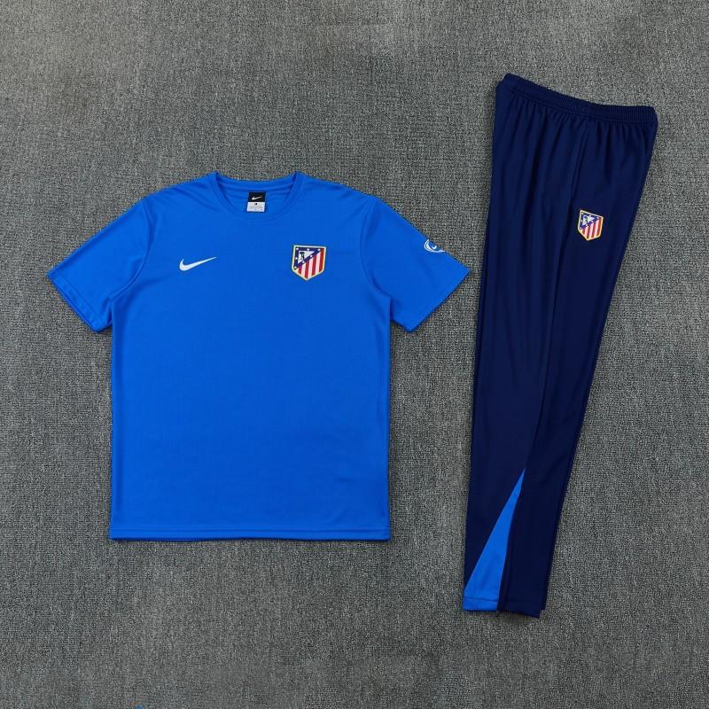 26/27 Atlético de Madrid Blue Short Sleeve Tracksuit + Navy Blue Long Pants