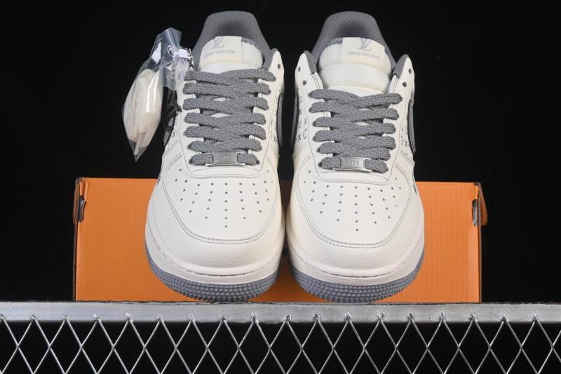 Nike Air Force 1 '07 Low LV Collaboration Printed Beige Swoosh Casual Low-Top Sneakers - HH7518-079