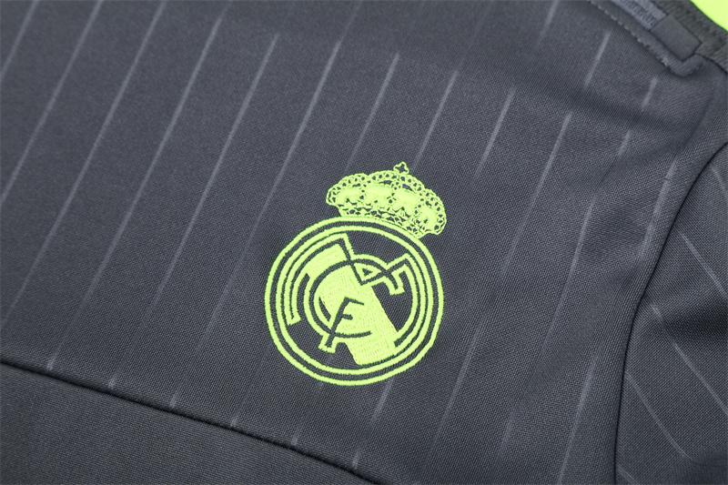 Retro 15/16 Real Madrid Dark Grey Half Zipper Jacket