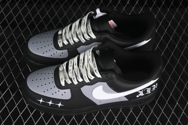 Nike Air Force 1 '07 Low Black Silver Court Low-Top Casual Sneakers - ZH0316-085