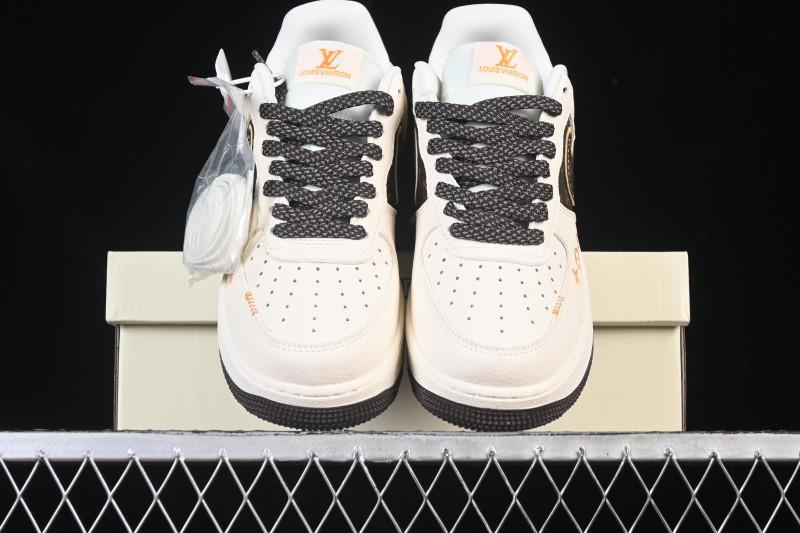 Nike Air Force 1 '07 Low LV Collaboration Beige Brown Patchwork Casual Sneakers - DD1982-302