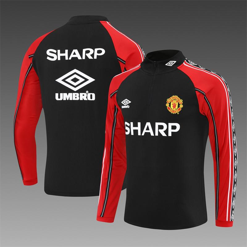 Retro 98/99 Manchester United Black Half Zipper Jacket