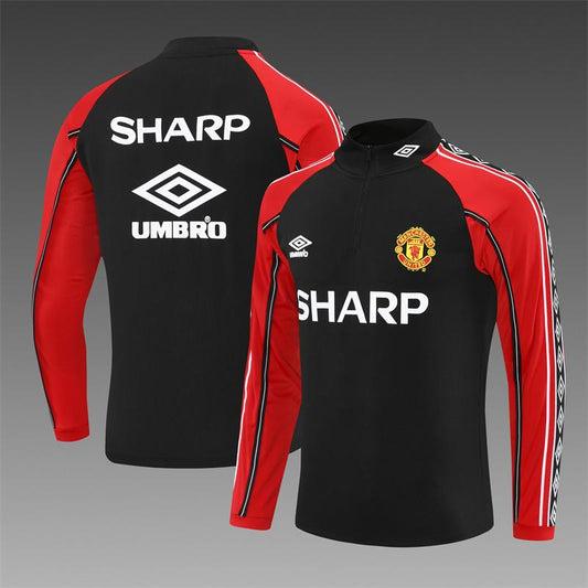 Retro 98/99 Manchester United Black Half Zipper Jacket
