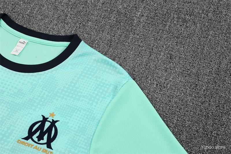 25/26 Olympique de Marseille Lake Blue Camouflage with XS Short Sleeve+Soccer Shorts