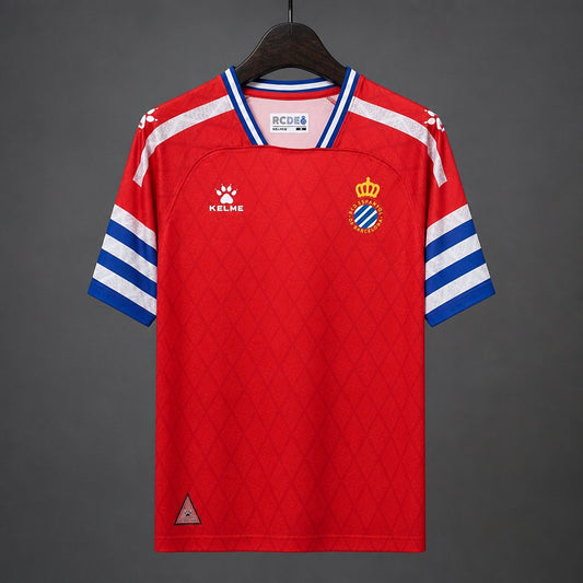 26/27 RCD Espanyol Red with Blue & White Stripe Away Jersey