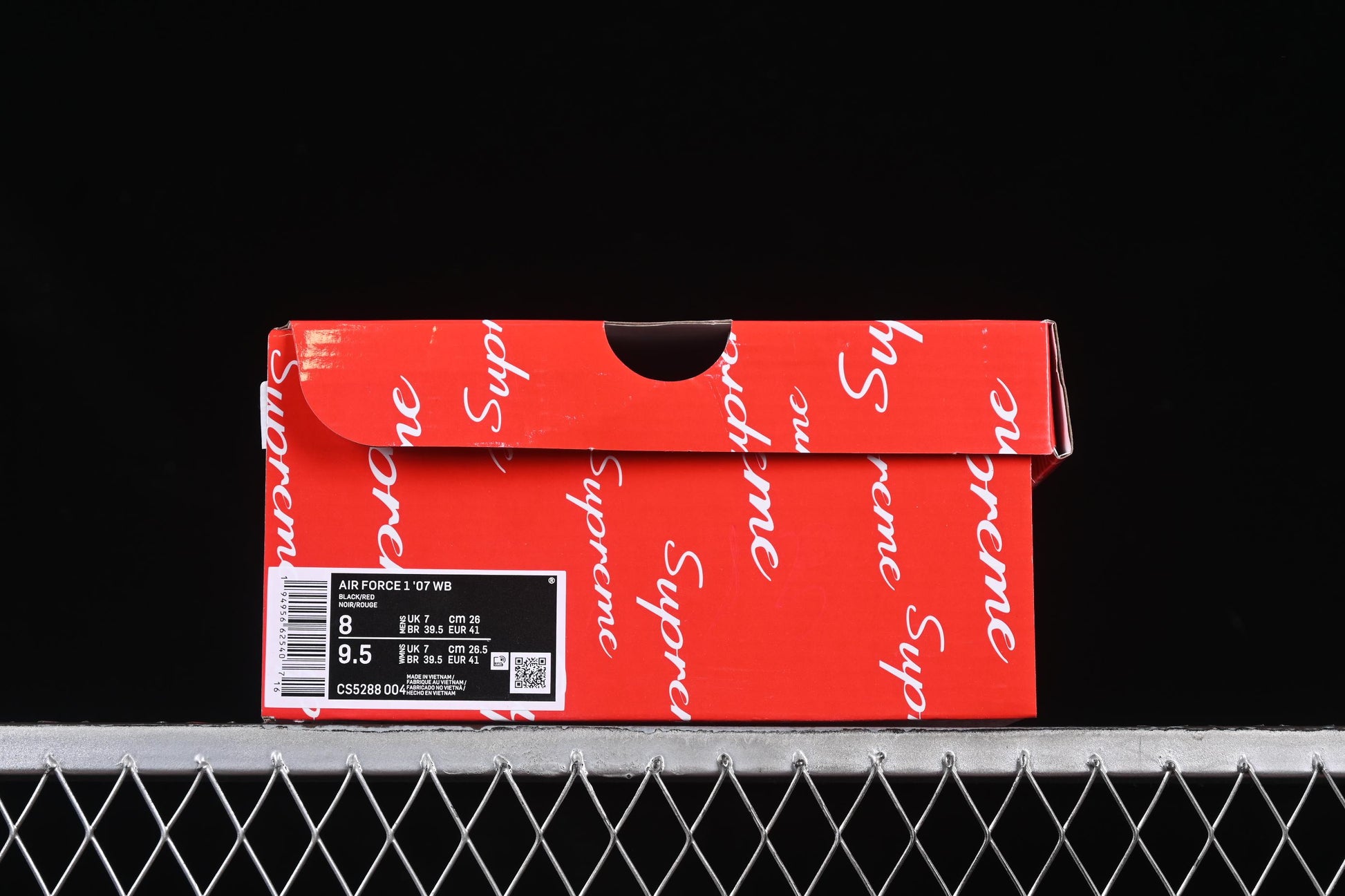 Nike Air Force 1 '07 Low Supreme Collaboration Two-Tone Red Swoosh Casual Sneakers - CS5288-004