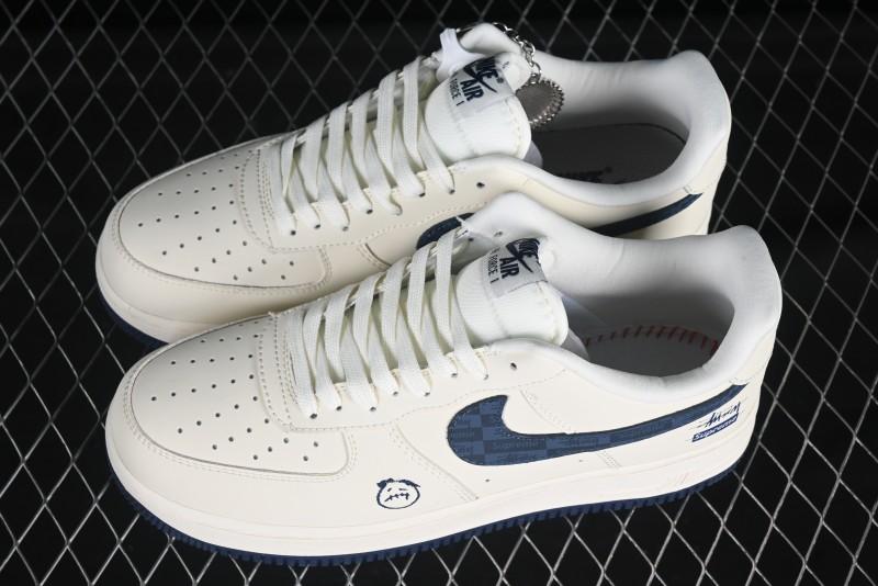 Nike Air Force 1 '07 Low Stussy Supreme Collaboration Checkerboard Beige Low-Top Casual Sneakers - DF0188-037