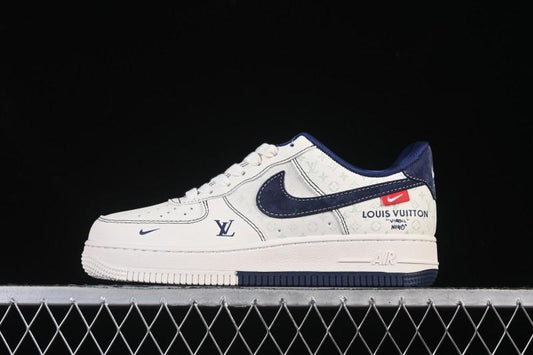 Nike Air Force 1 '07 Low LV Collaboration Print Light Blue Swoosh Casual Sneakers - MZ9588-817