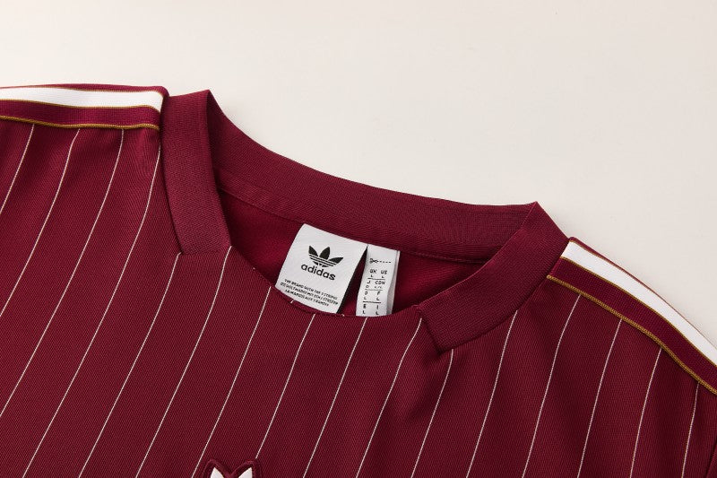 26/27 Arsenal Maroon Pinstripe Short Sleeve+Soccer Shorts