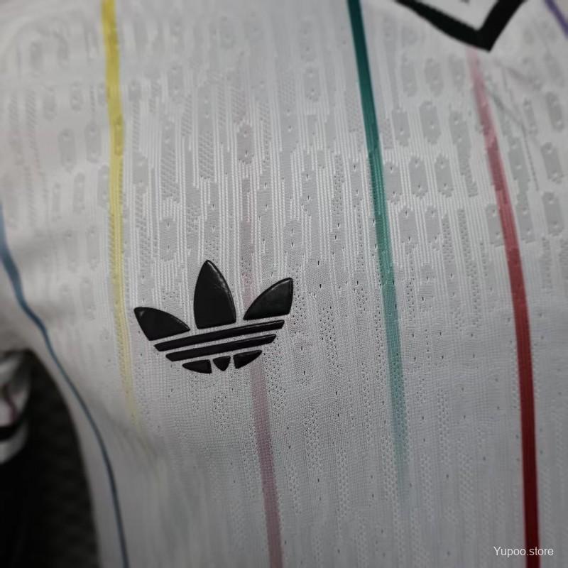 Player Version 2026 Japan Away White with Colorful Vertical Stripe Pattern Jersey