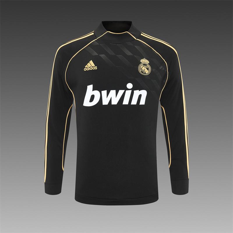 Retro 11/12 Real Madrid Black Half Zipper Jacket