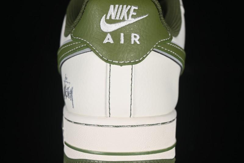 Nike Air Force 1 '07 Low Stussy Collaboration Dual-Tone Beige Green Casual Sneakers with Strap - XS1958-525