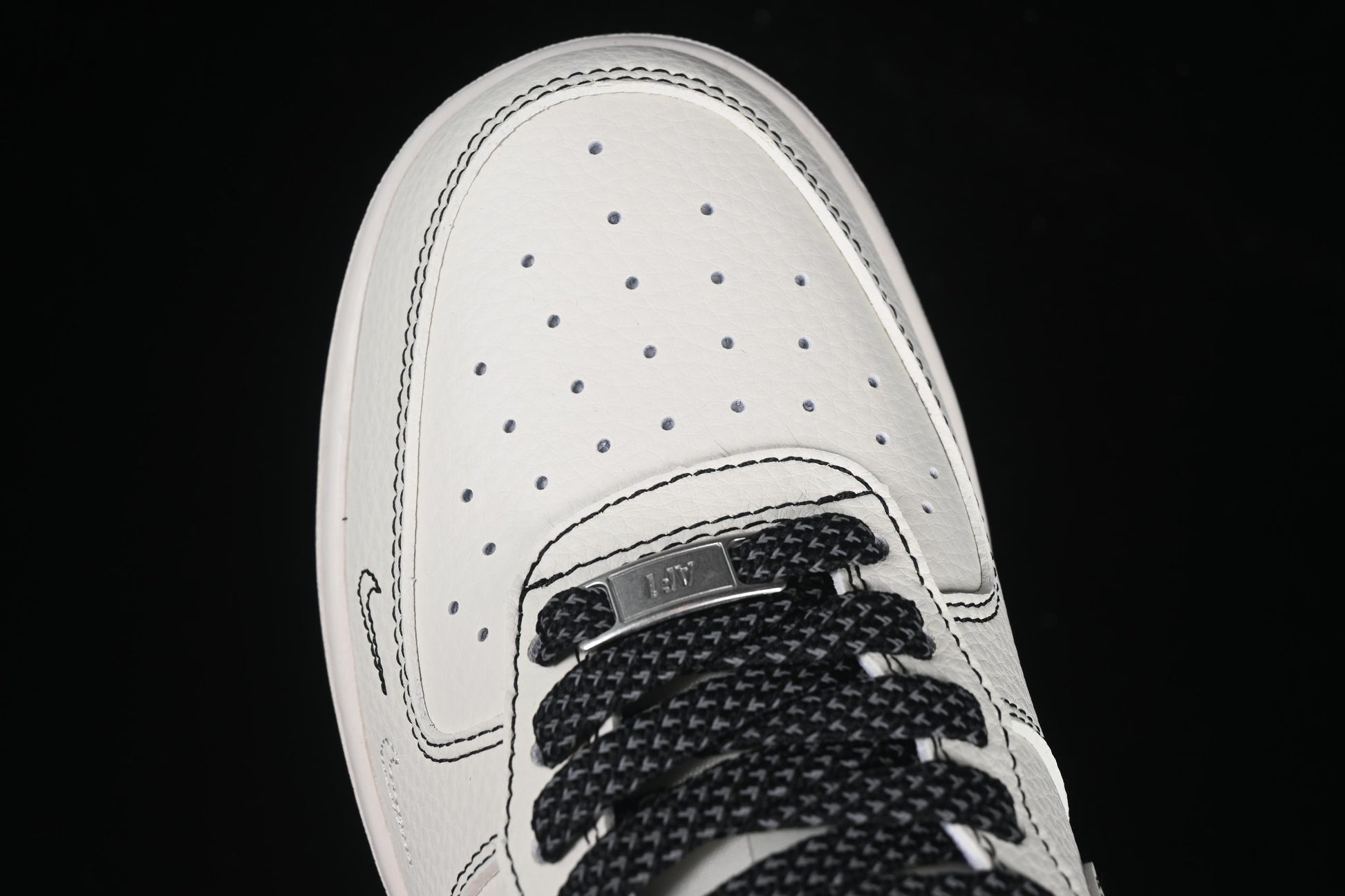 Nike Air Force 1 '07 Low Stussy Collaboration Black Swoosh Casual Sneakers - HH7518-062