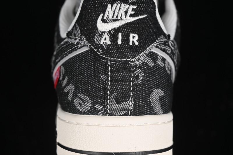 Nike Air Force 1 '07 Low Levi's Collaboration Double Swoosh Beige Black Casual Sneakers - SJ6698-001