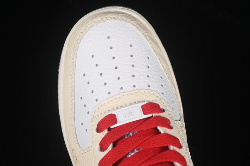 Nike Air Force 1'07 Low Snake Year Themed Casual Sneakers with Full-Length Air Cushion - DX2678-100
