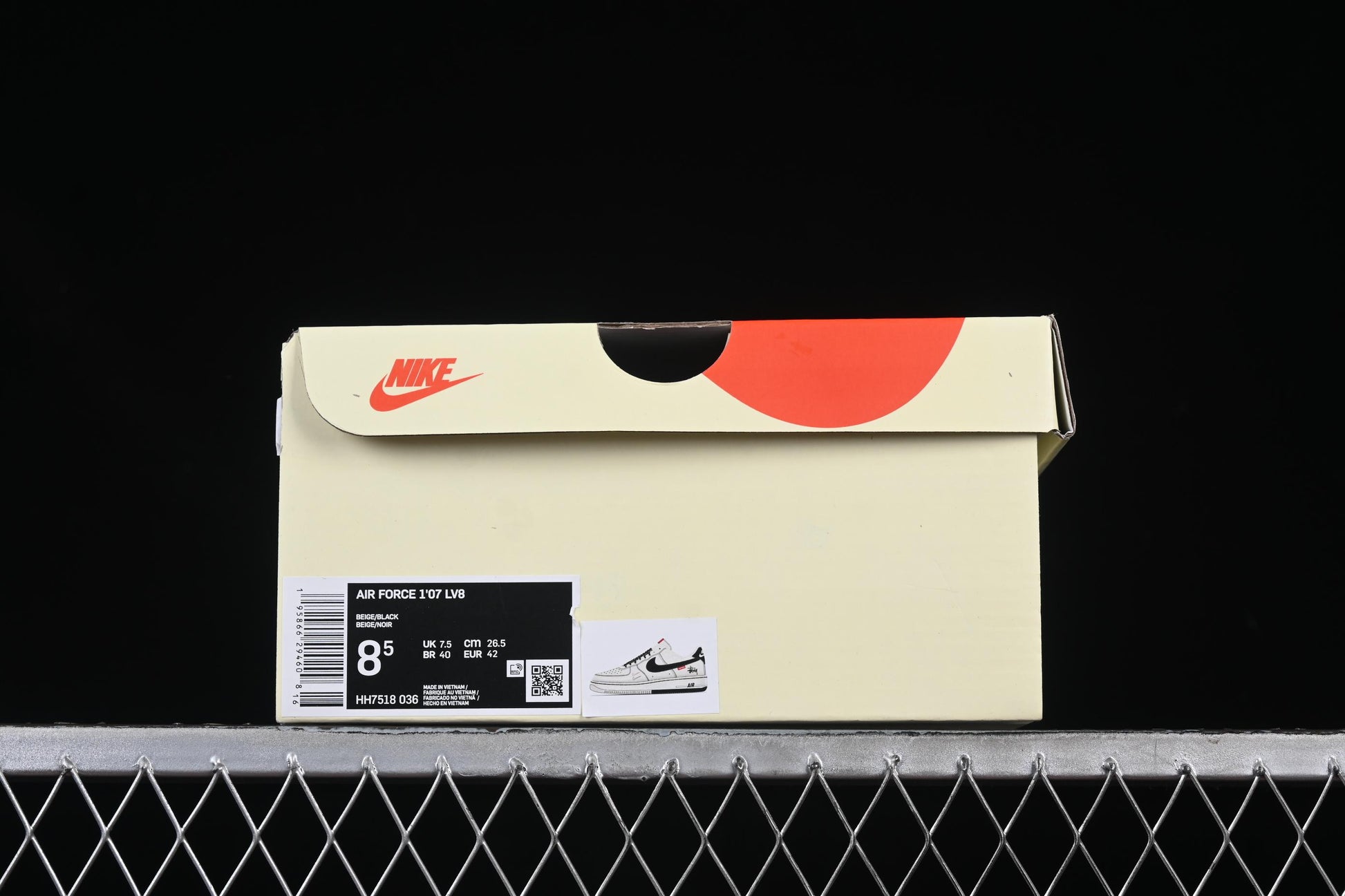 Nike Air Force 1 '07 Low Stussy Collaboration Black Dual-Tone Embroidery Casual Sneakers - HH7518-036