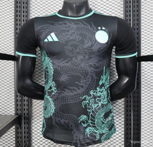 Player Version 2025 Algeria Black with Mint Green Dragon Pattern Jersey