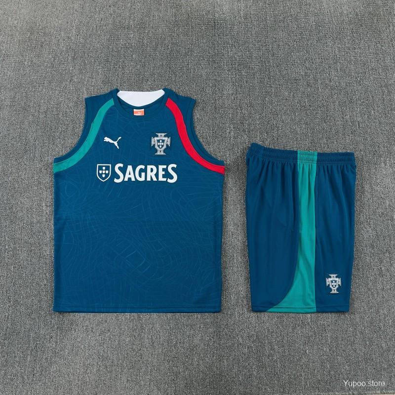26/27 Portugal  Dark Teal Sleeveless Training Vest +Shorts Set