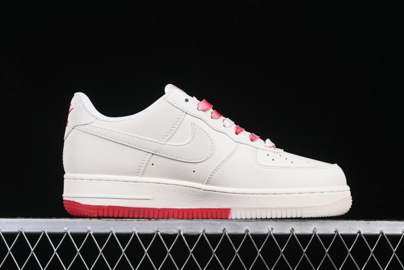Nike Air Force 1 '07 Low Supreme Collaboration Beige Red Color Block Low-Top Casual Sneakers - BB7577-216