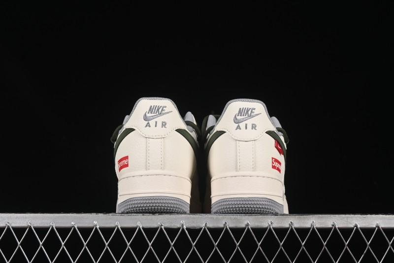 Nike Air Force 1'07 Low Supreme Collaboration Dual-Tone Grey Green Lace-Up Casual Sneakers - DM6868-070
