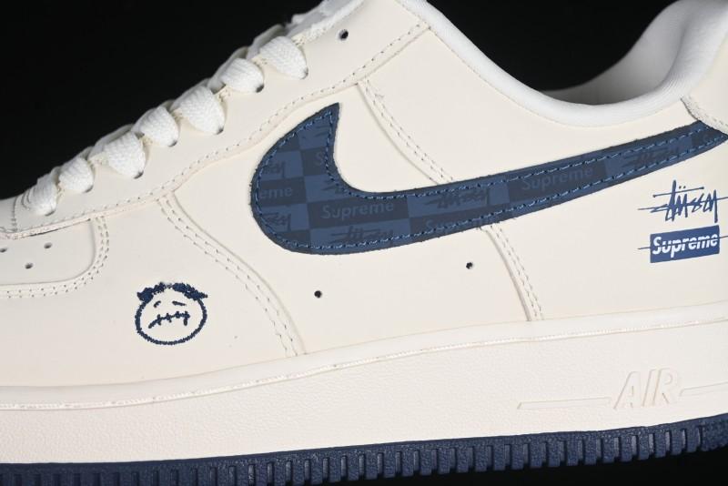 Nike Air Force 1 '07 Low Stussy Supreme Collaboration Checkerboard Beige Low-Top Casual Sneakers - DF0188-037