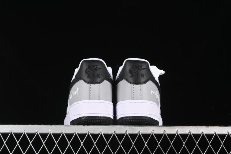 Nike Air Force 1 '07 Low White Grey Black Double Swoosh Casual Sneakers - DY8899-001
