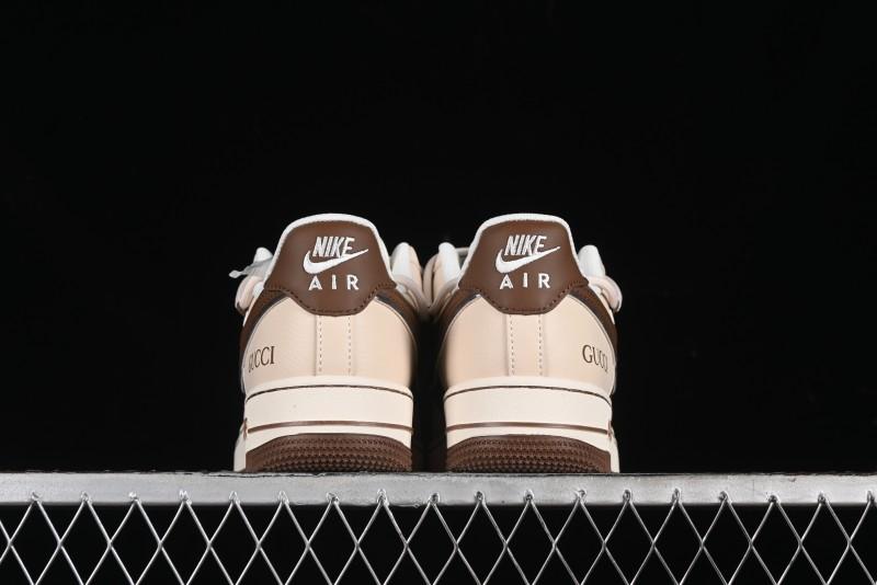 Nike Air Force 1 '07 Low Gucci Collaboration - Brown Coffee Drawstring Low-Top Casual Sneakers - SJ1198-400