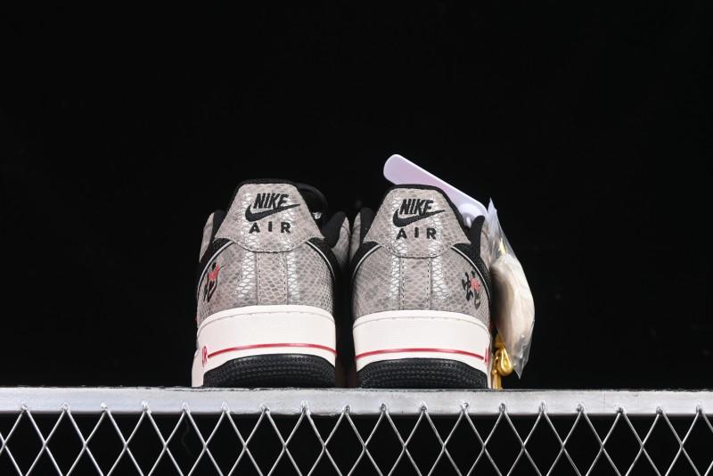 Nike Air Force 1 '07 Low Year of the Snake Limited Edition Grey Black Snake Scale Low-Top Casual Sneakers - DM6688-009