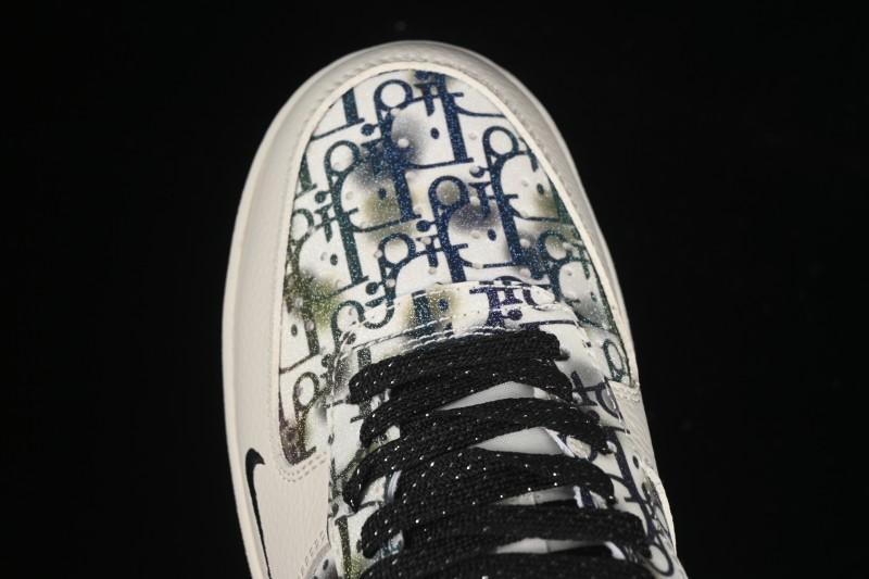 Nike Air Force 1 '07 Low Dior Collaboration Gray Floral Low-Top Casual Sneakers - DF0188-064