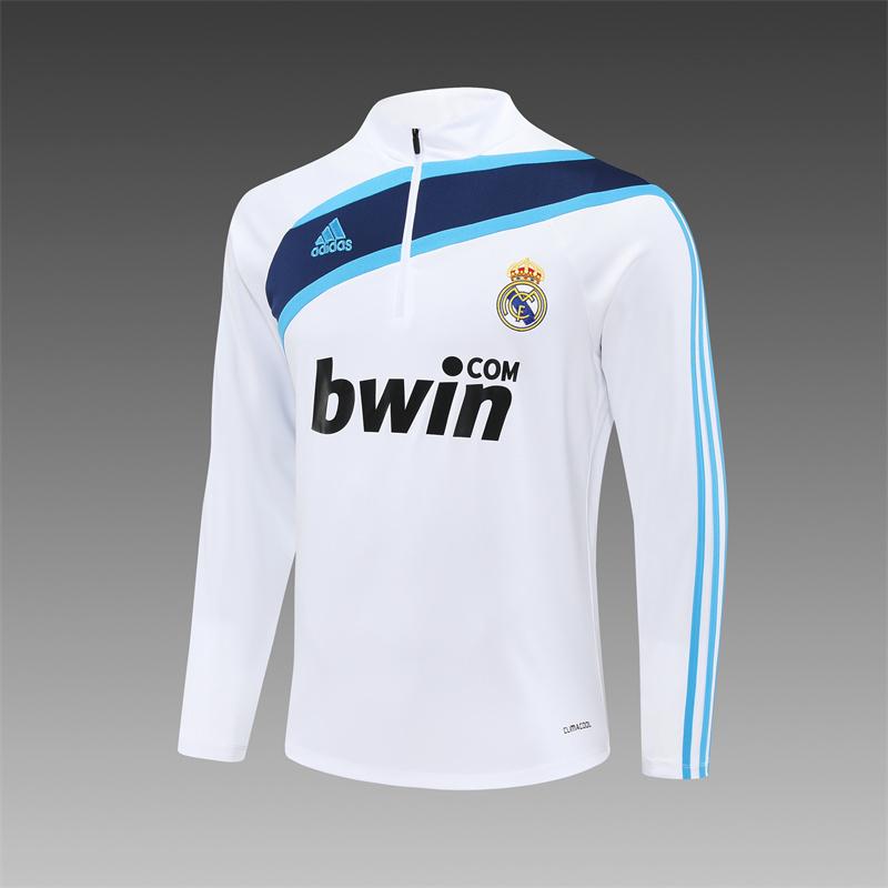 Retro 09/10 Real Madrid White Half Zipper Jacket