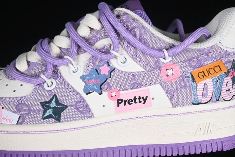 Nike Air Force 1'07 Low "Purple Star" Custom Casual Sneakers - BD7700-220