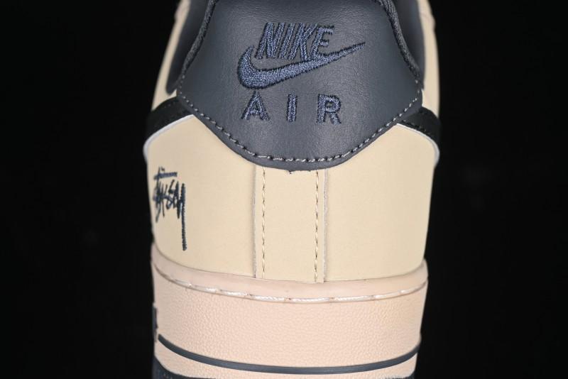Nike Air Force 1 '07 Low Stussy Collaboration Grey Fog Swoosh Low-Top Casual Sneakers - KK1988-033