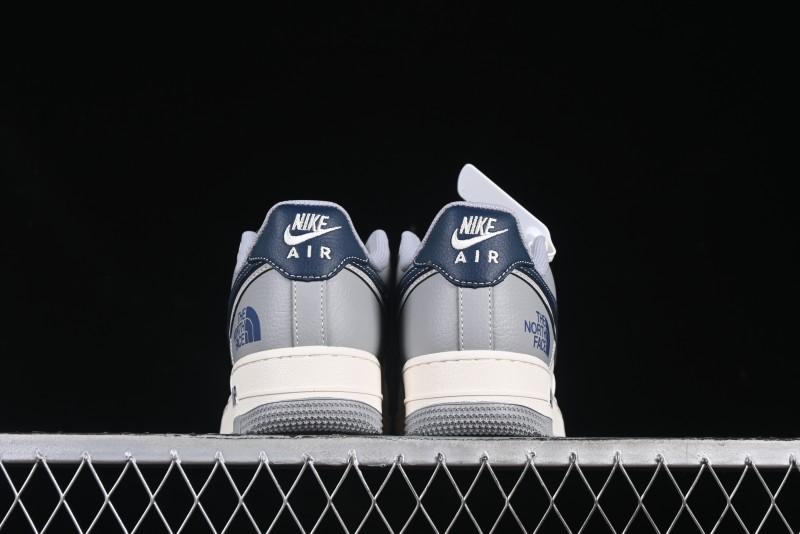 Nike Air Force 1 '07 Low The North Face Collaboration Grey Blue Double Swoosh Casual Sneakers - XS1958-520