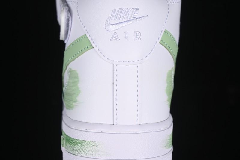 Nike Air Force 1 '07 Mid Hand-Painted White Green with Swoosh Shadow and Strap - CW2289-111