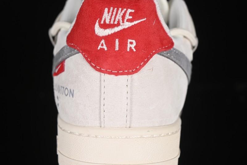 Nike Air Force 1 '07 Low LV Collaboration Two-Tone Red Heel Drawstring Casual Sneakers - DM6868-084