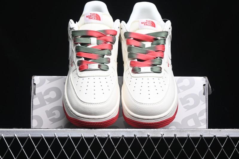 Nike Air Force 1 '07 Low The North Face Collaboration - Beige Red Green Color Block Low-Top Casual Sneakers - XZ6188-011