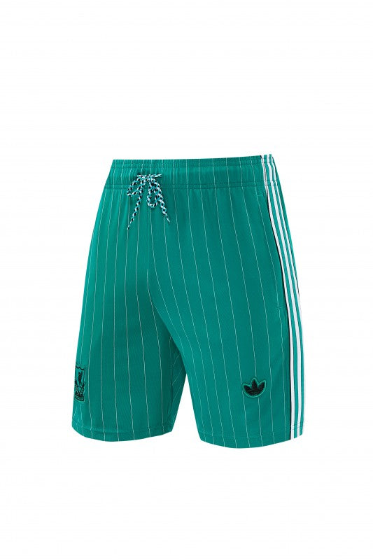26/27 Liverpool Green Pinstripe Short Sleeve+Soccer Shorts
